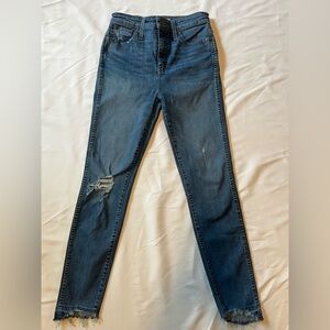 Madewell Women’s Dark Blue Distressed Skinny Jeans